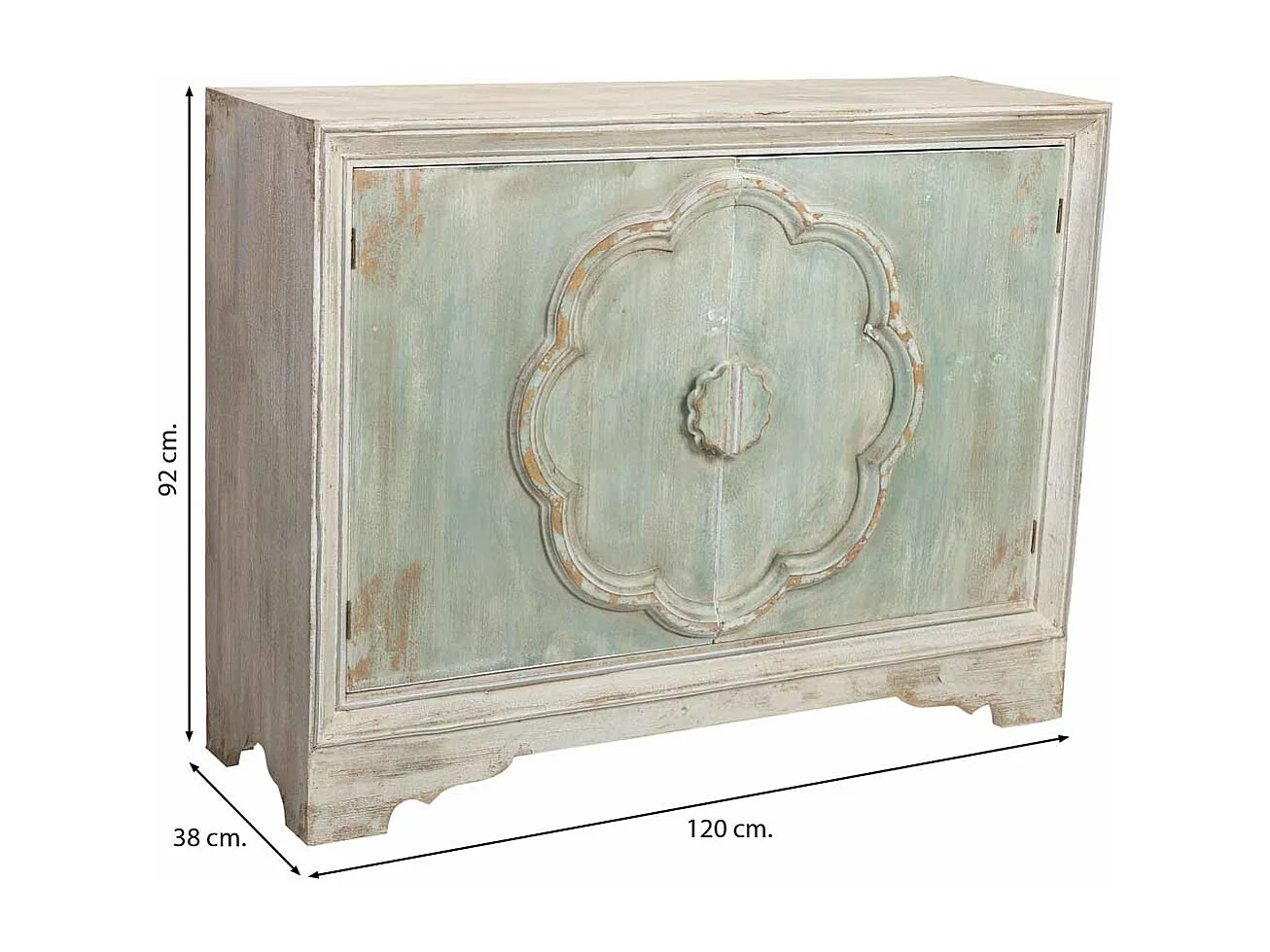 Aparador de metal com 2 portas acabamento antigo 120x38x92