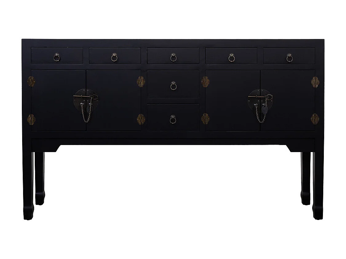 Buffet en bois avec 7 tiroirs et 2 portes 128x26x78