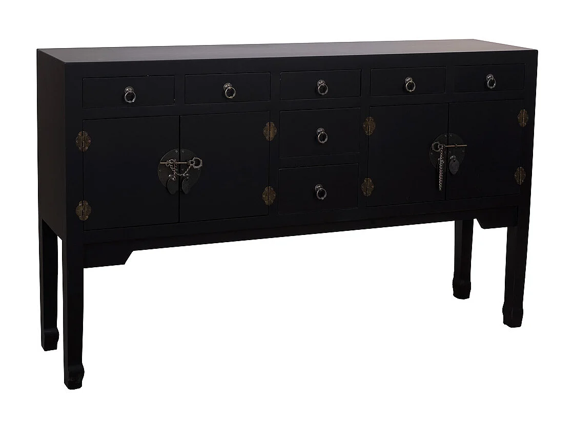 Buffet en bois avec 7 tiroirs et 2 portes 128x26x78