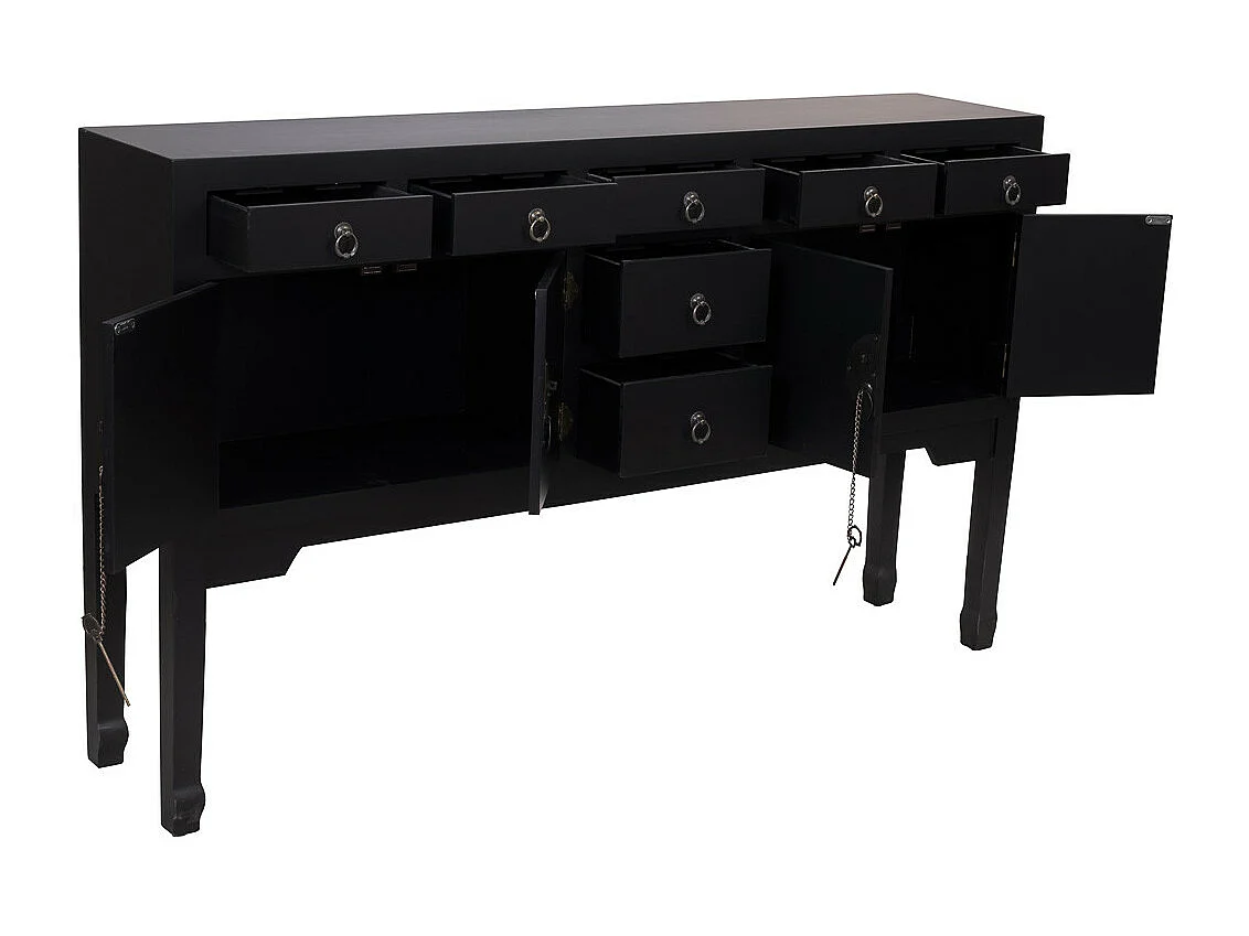 Buffet en bois avec 7 tiroirs et 2 portes 128x26x78