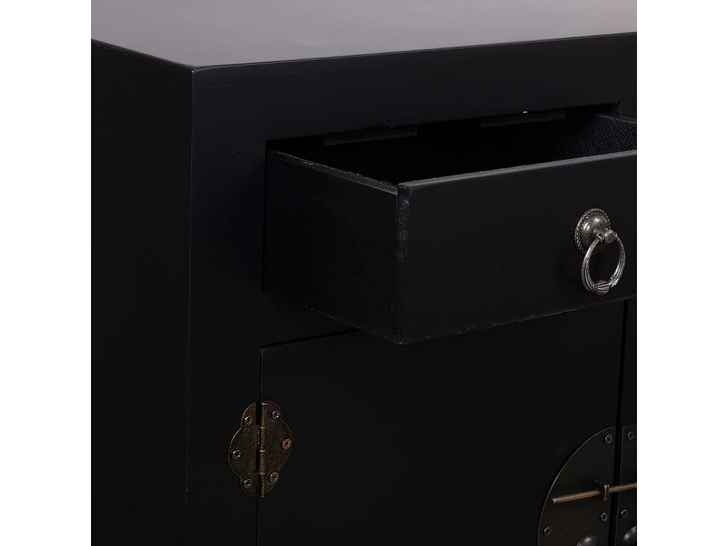 Buffet en bois avec 7 tiroirs et 2 portes 128x26x78