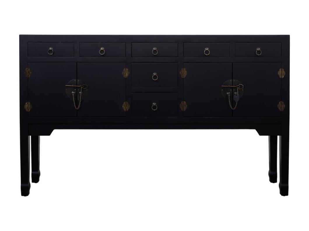Aparador de madeira com 7 gavetas e 2 portas 128x26x78