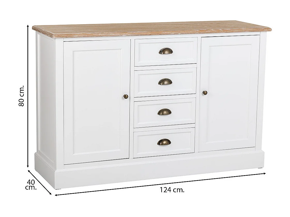 Buffet en bois blanc 124x40x80h