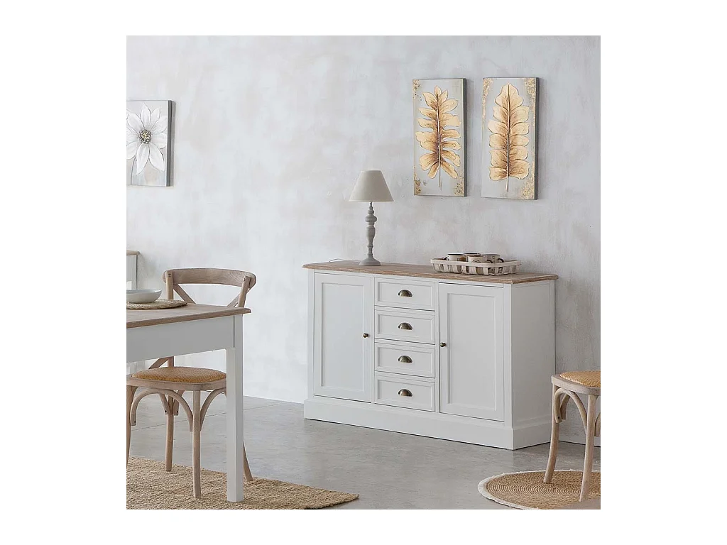 Credenza in legno bianco 124x40x80h