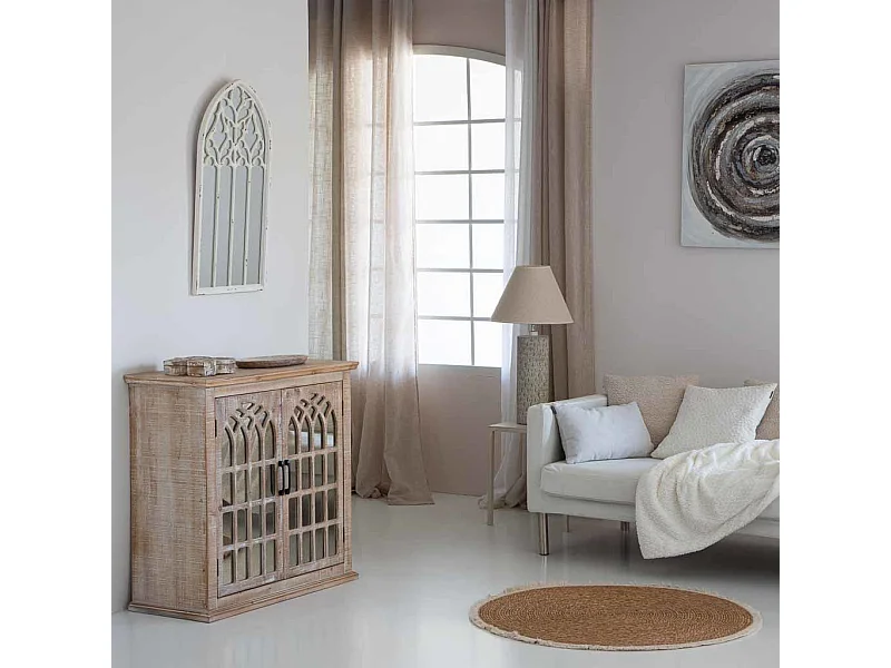 Aparador de madera y cristal 2 puertas 90x38x85h cm