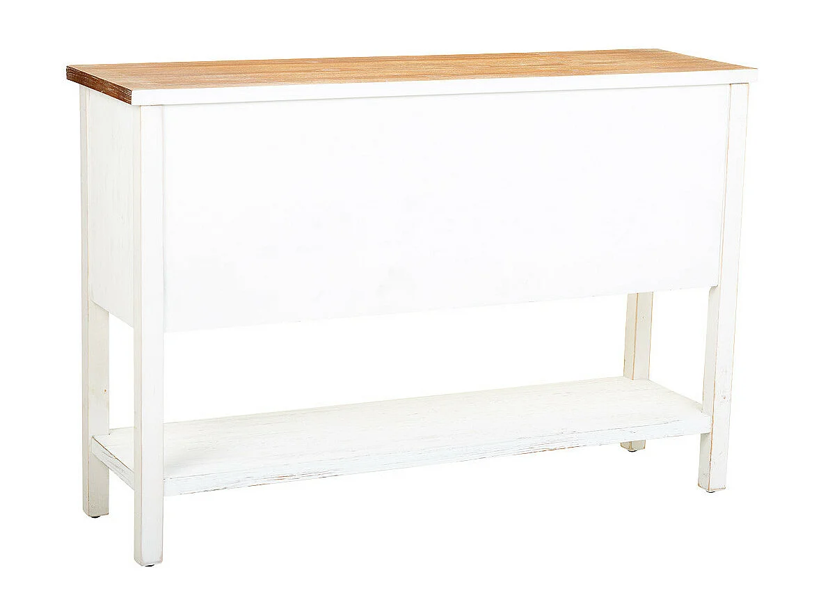 Aparador de madeira e rotim com 2 gavetas e 2 portas 122x35,5x82h cm