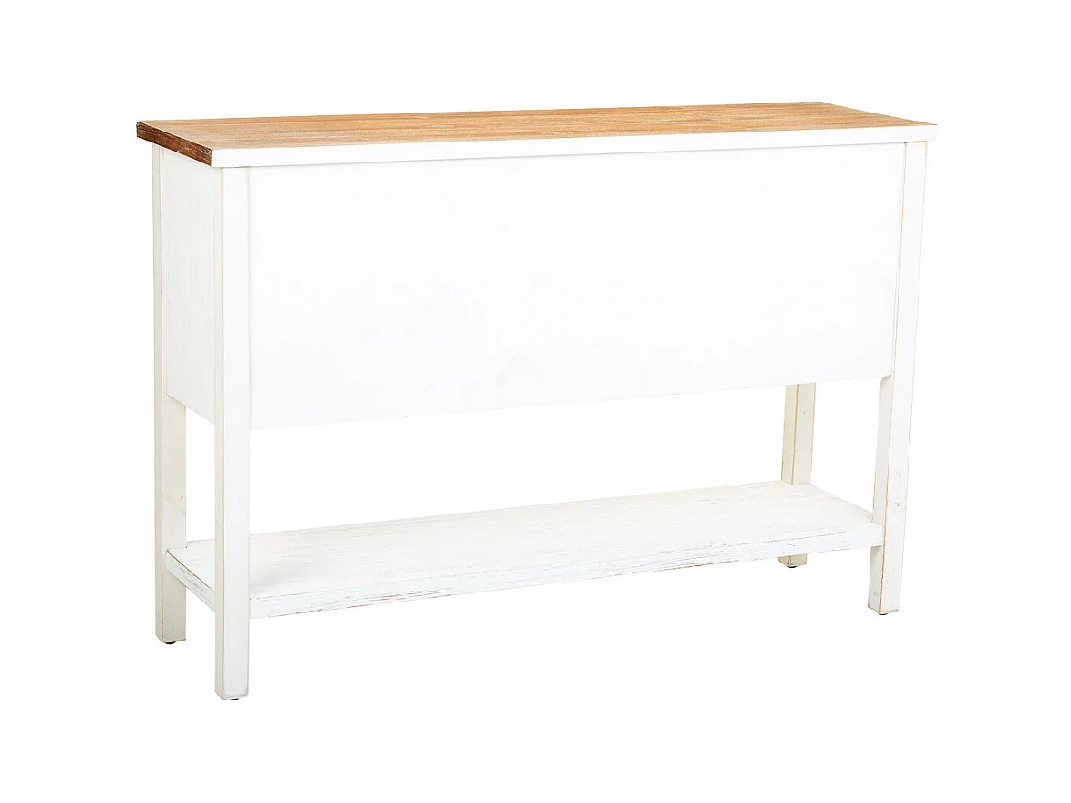 Buffet en bois et rotin avec 2 tiroirs et 2 portes 122x35,5x82h cm