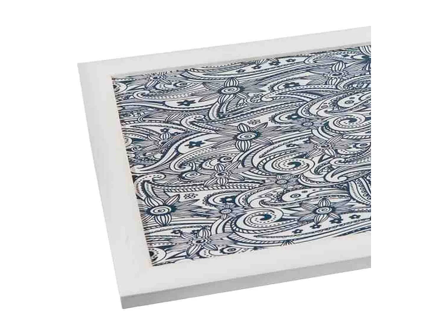 Vassoio in legno laccato bianco 43x33x5,5h