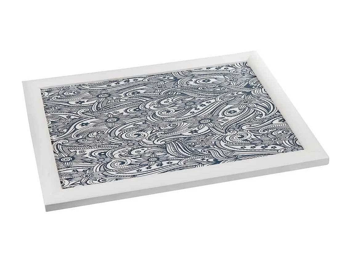Vassoio in legno laccato bianco 43x33x5,5h