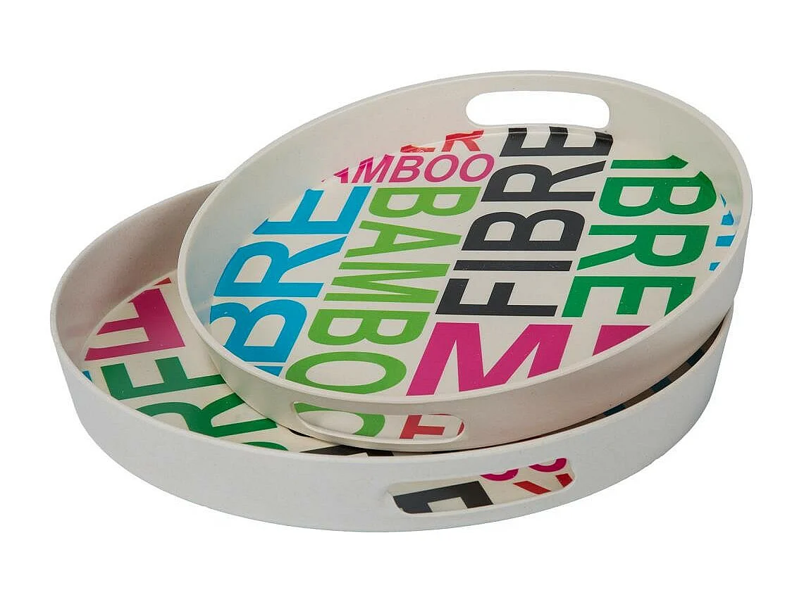 Set 2 bandejas de bambú coloridas