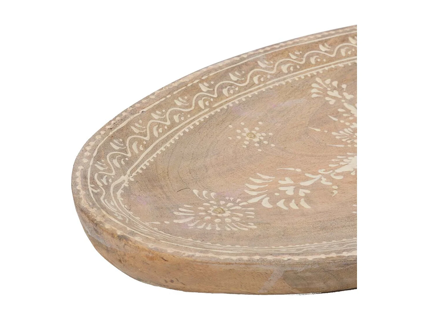 Centro de mesa de madera pintado artesanal marrón 35,5x20x2,5