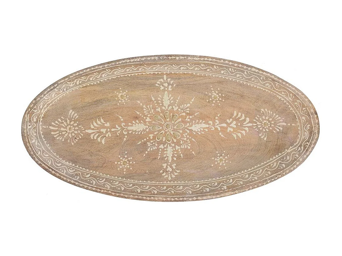 Centro de mesa de madera pintado artesanal marrón 35,5x20x2,5