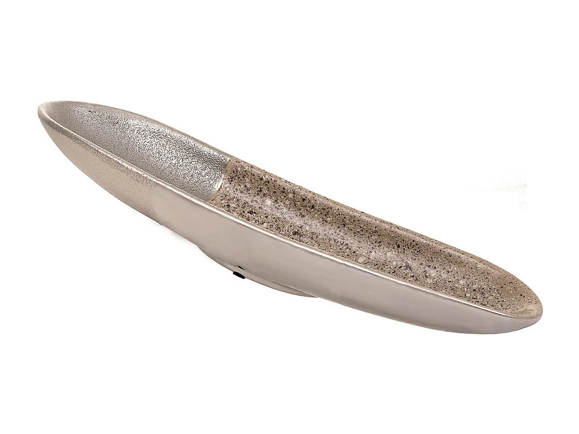 Silberner Keramikaufsatz 43x12x5,5h cm