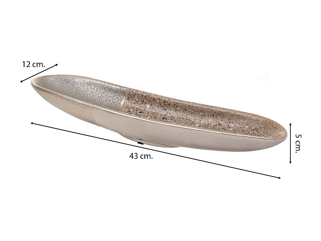 Silberner Keramikaufsatz 43x12x5,5h cm