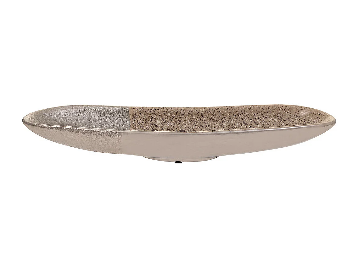 Centro de mesa em cerâmica prateada 43x12x5,5
