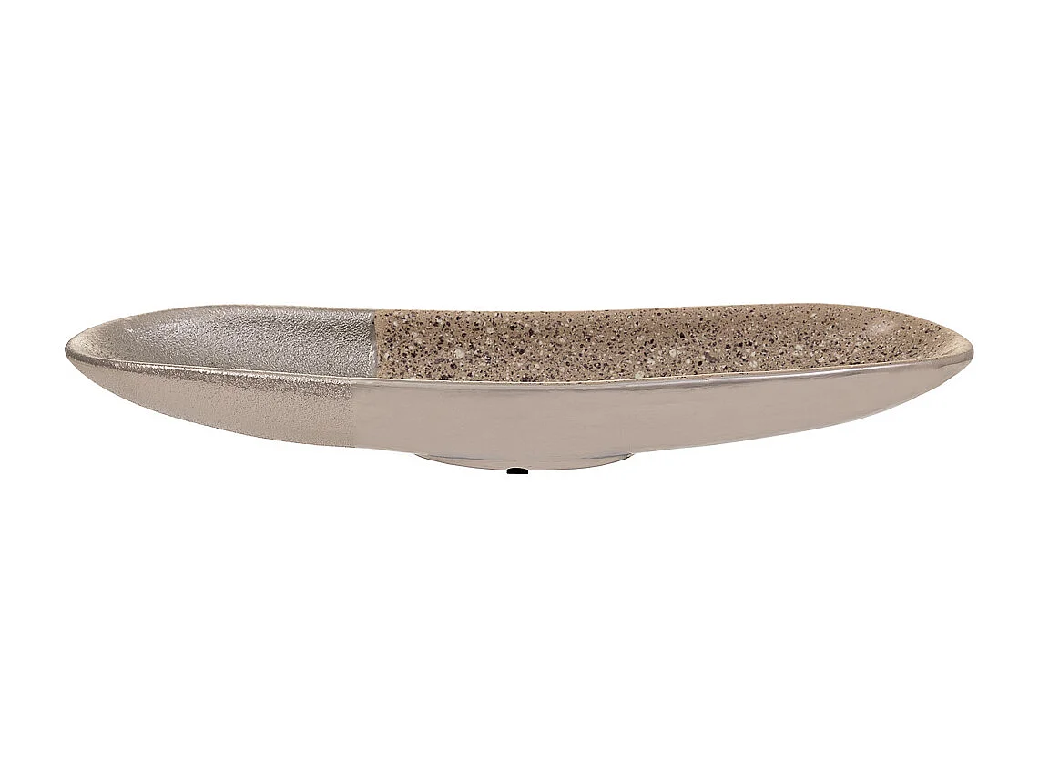 Centro de mesa em cerâmica prateada 43x12x5,5