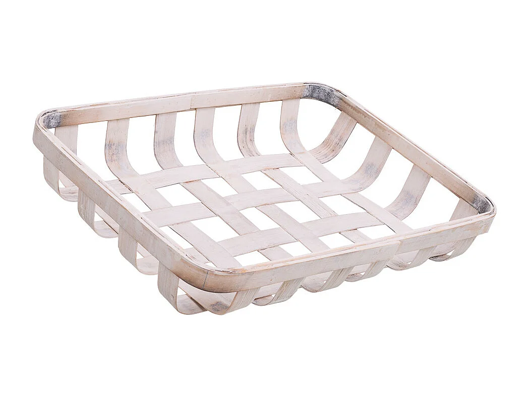 Weißes Bambustablett 36x26x6h cm