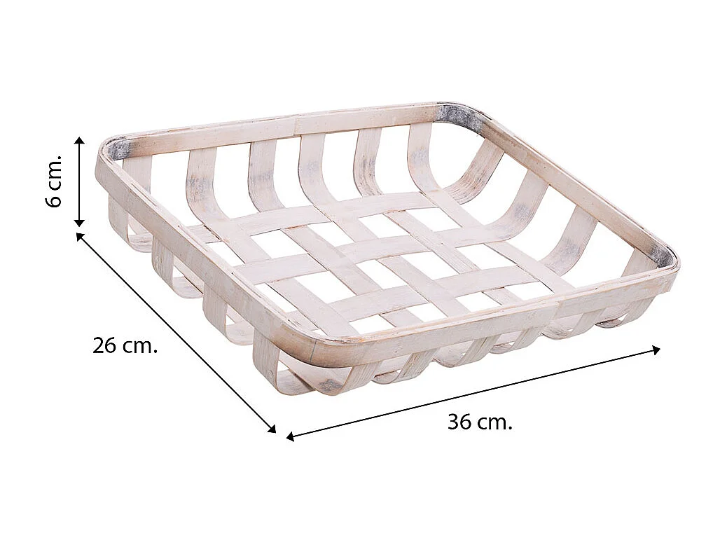 Weißes Bambustablett 36x26x6h cm