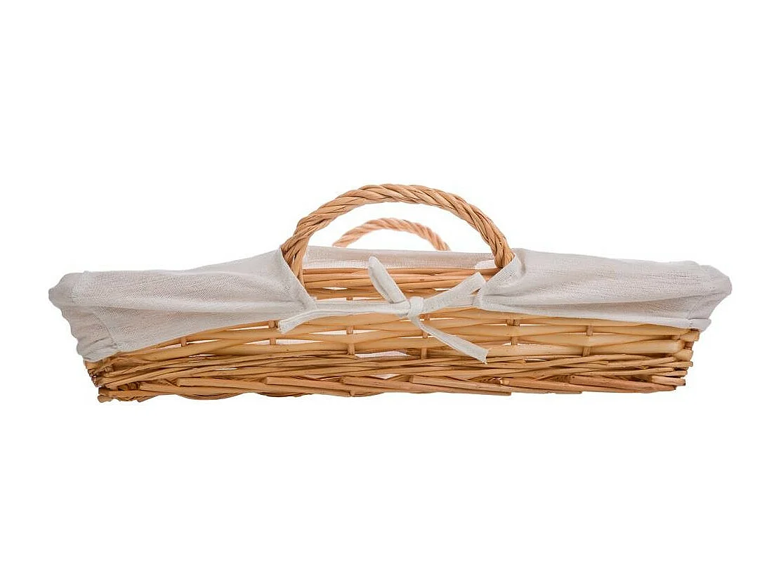 Plateau en osier avec doublure blanche 65x50x9h