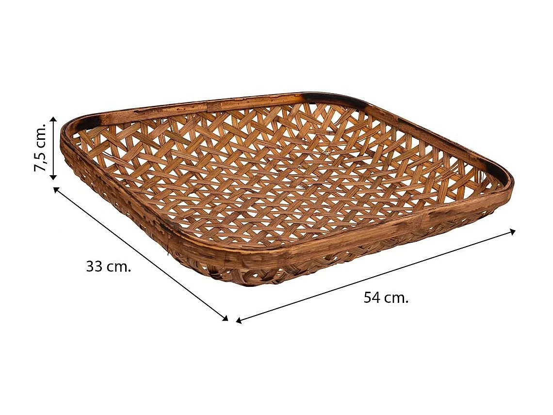 Bandeja de bambú marrón 54x33x7,5