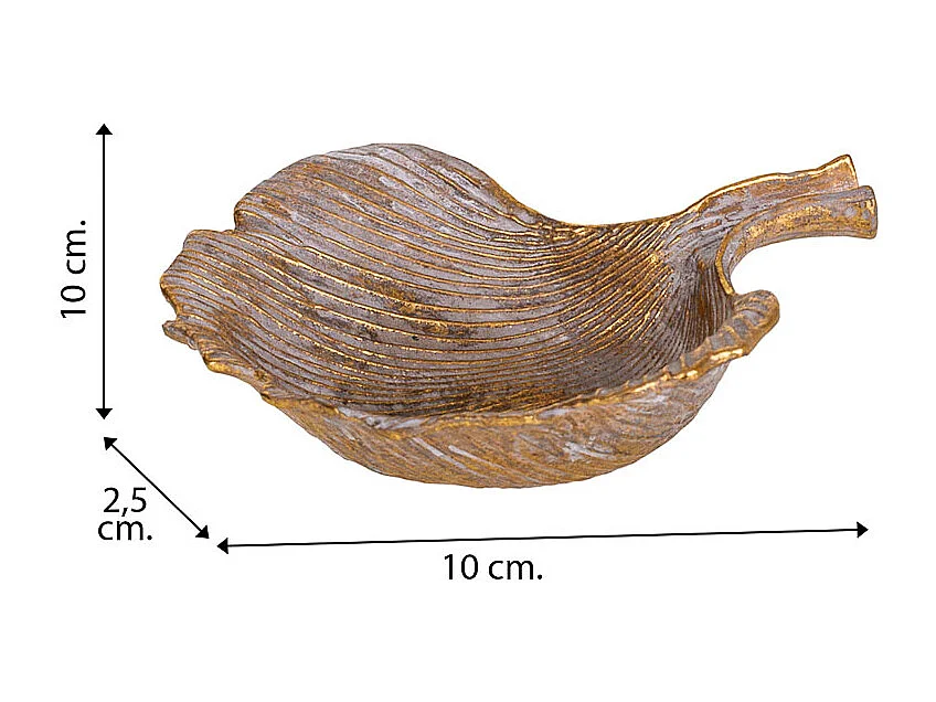 Goldenes Dekorationsblatt 10x10x2,5h cm