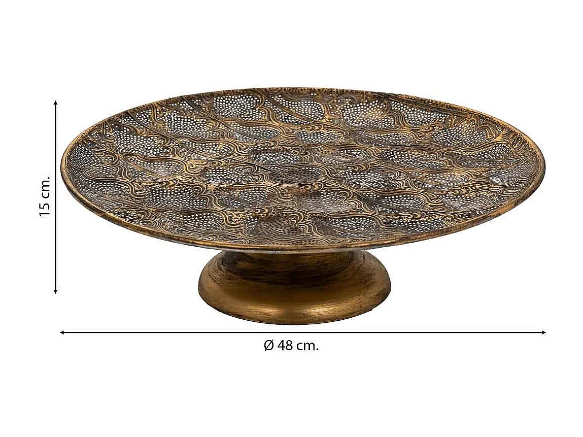 Centro mesa de metal dorado 48x48x15