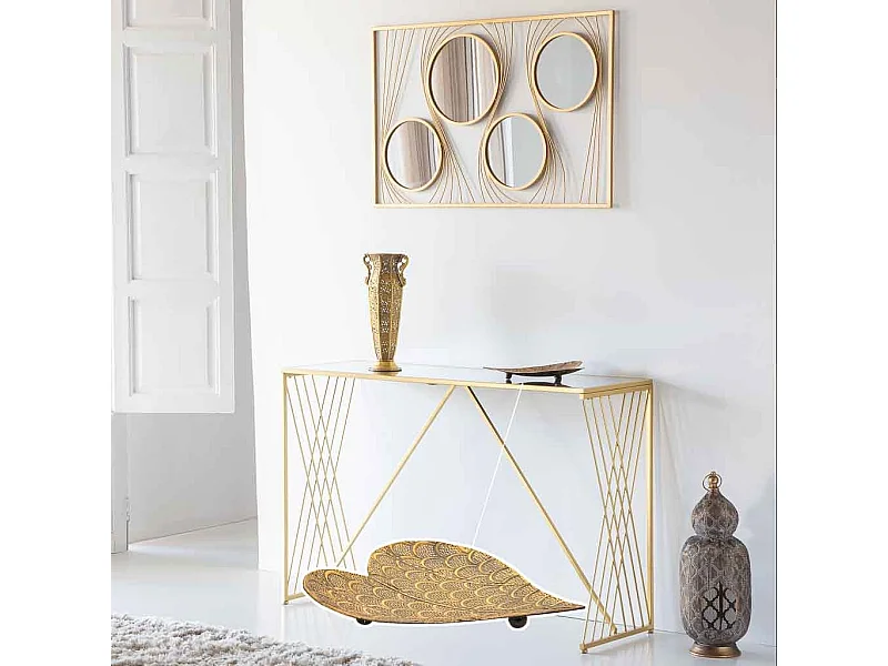 Mesa de centro em metal dourado 32x29,5x4