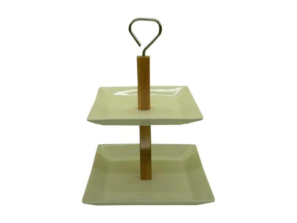 Porta-tortas em metal verde 19,5x19,5x27