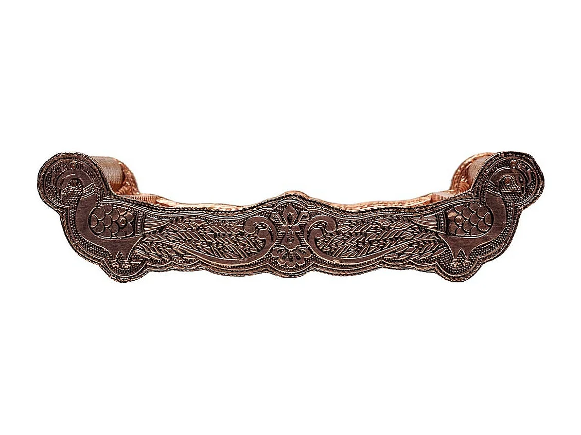 Bandeja de metal com relevo cor cobre 25x13x6