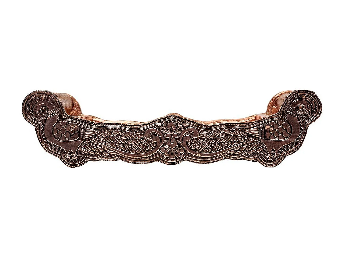 Bandeja de metal com relevo cor cobre 25x13x6
