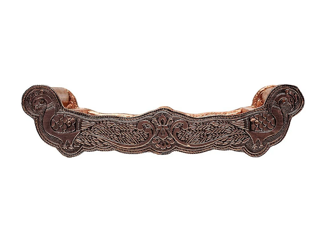 Bandeja de metal com relevo cor cobre 25x13x6