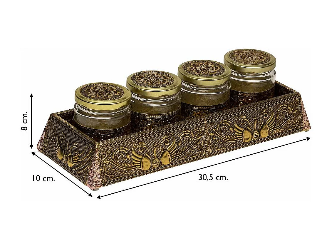 GoldgeprÃ¤gtes Metalltablett 30,5x10x8h cm