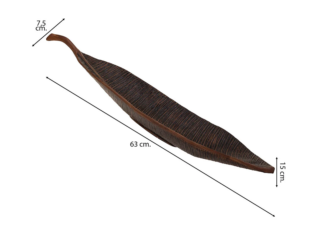 Brauner Tafelaufsatz aus Polyresin, 63 x 7,5 x 15 h cm