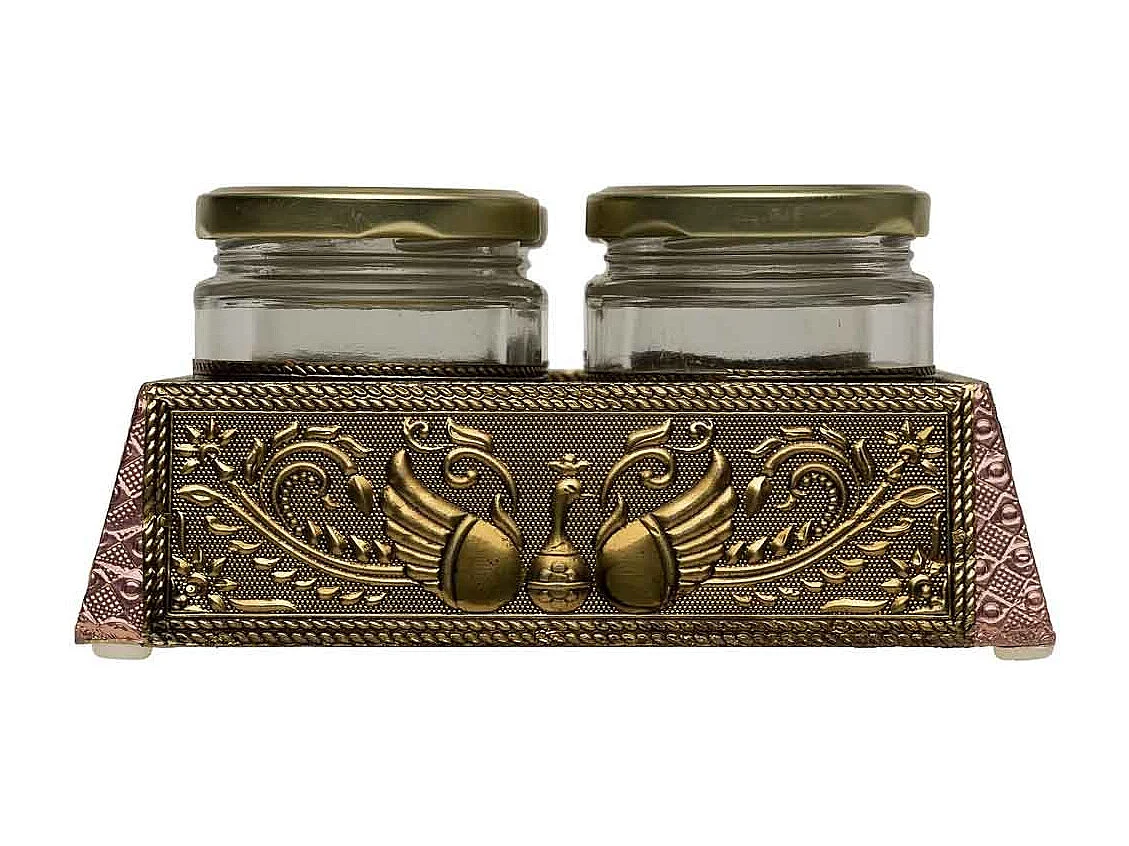 Bandeja de metal repujado color cobre 20x20x7,5