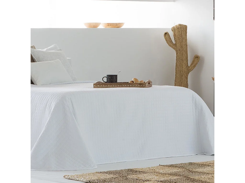 Bandeja de madeira pintada à mão branca 43x29x6