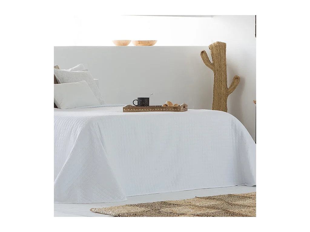 Plateau en bois peint artisanalement blanc 43x29x6h