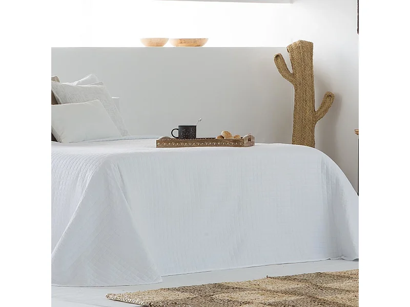 Vassoio in legno dipinto a mano bianco 43x29x6 h