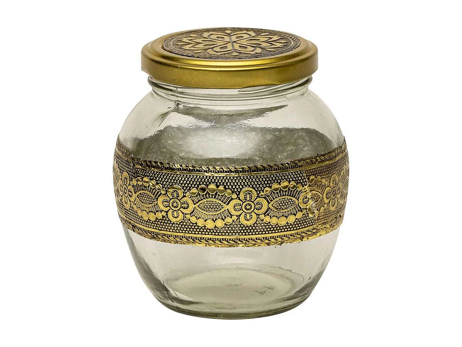 Bandeja de metal com relevo dourado 21x14x5