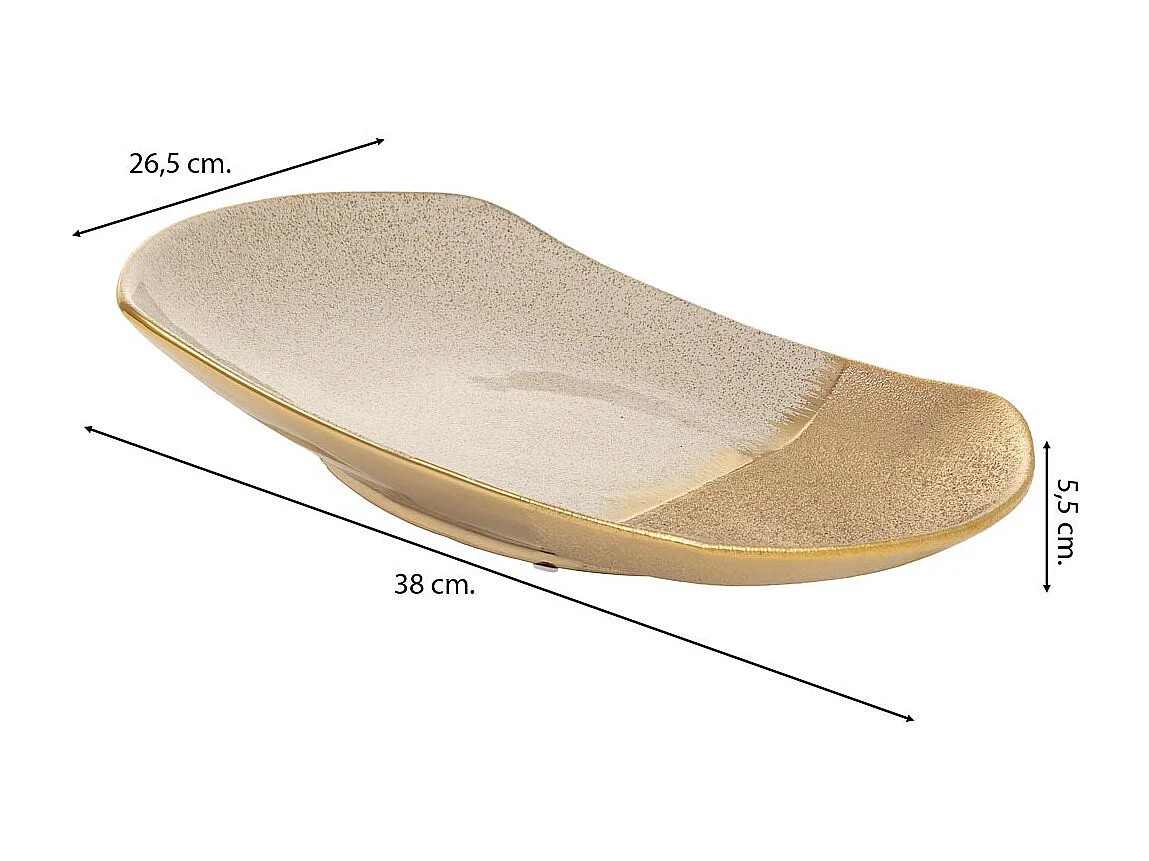 Peça central de cerâmica dourada 38x26,5x5,5