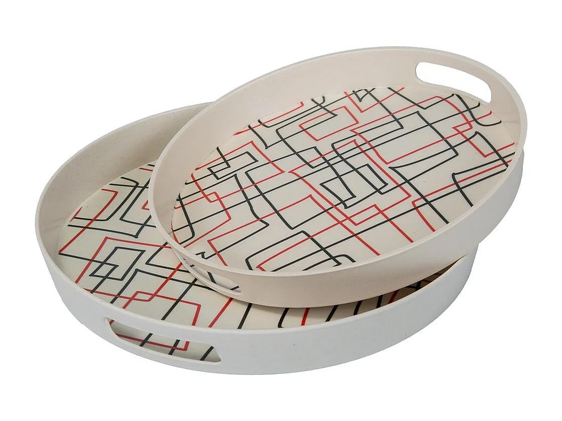 Set 2 bandejas de bambú coloridas