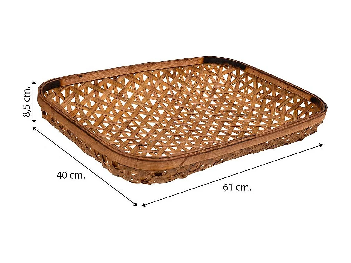 Bandeja de bambu marrom 61x40x8,5
