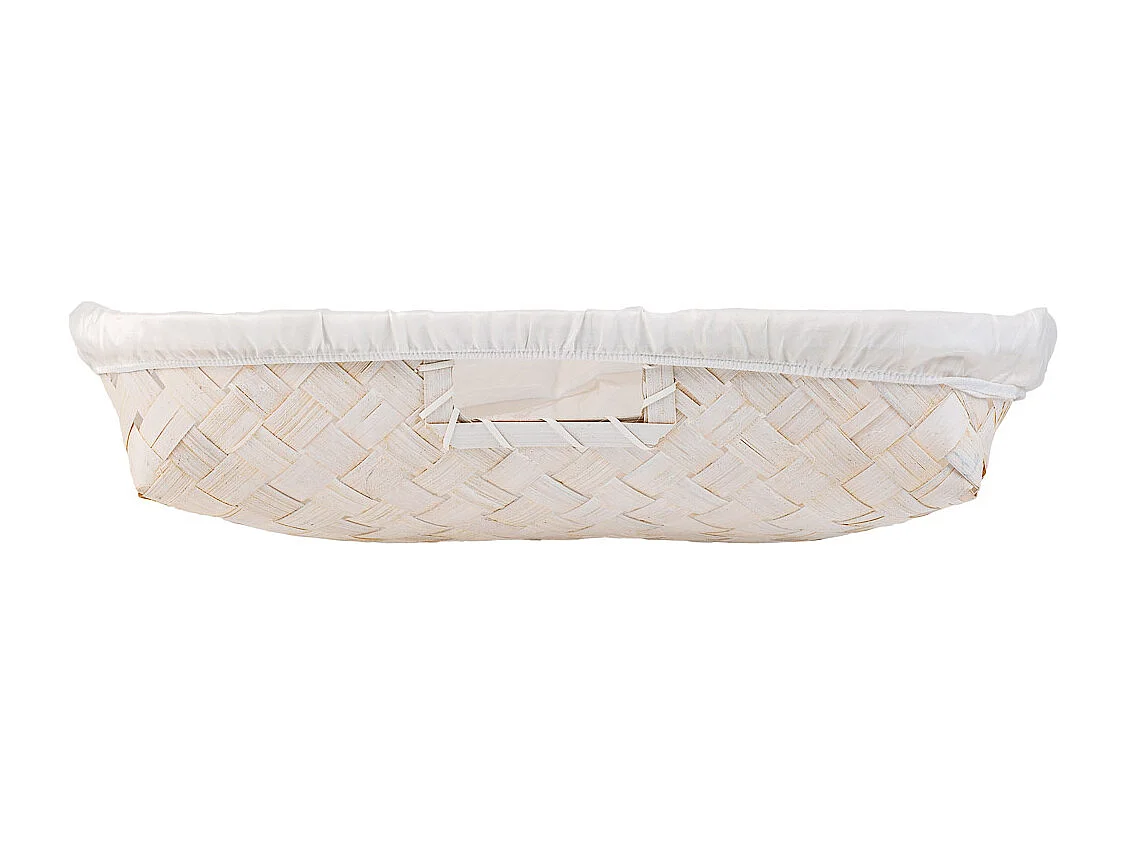 Bandeja de bambu forrada branca 50x40x8