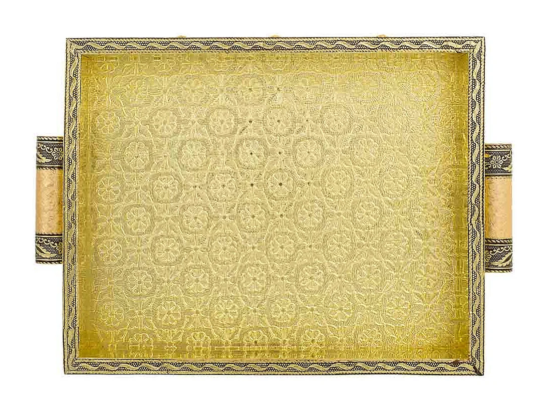 Goldgeprägtes Metalltablett 25x20x4,5h cm
