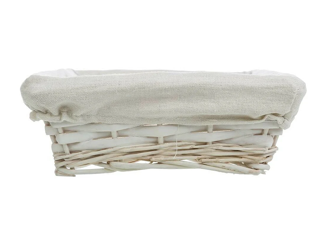 Bandeja de vime lacada a branco com forro 36x24x8