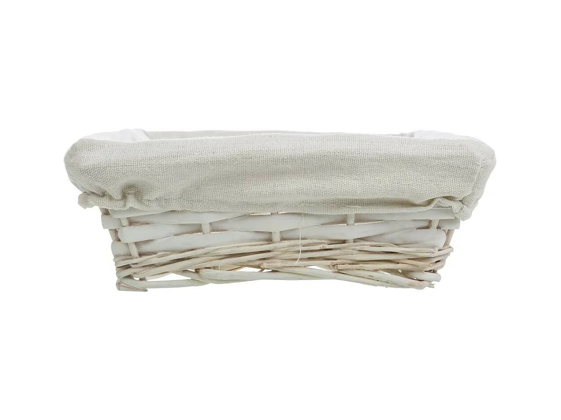 Plateau en osier laqué blanc avec doublure 36x24x8h
