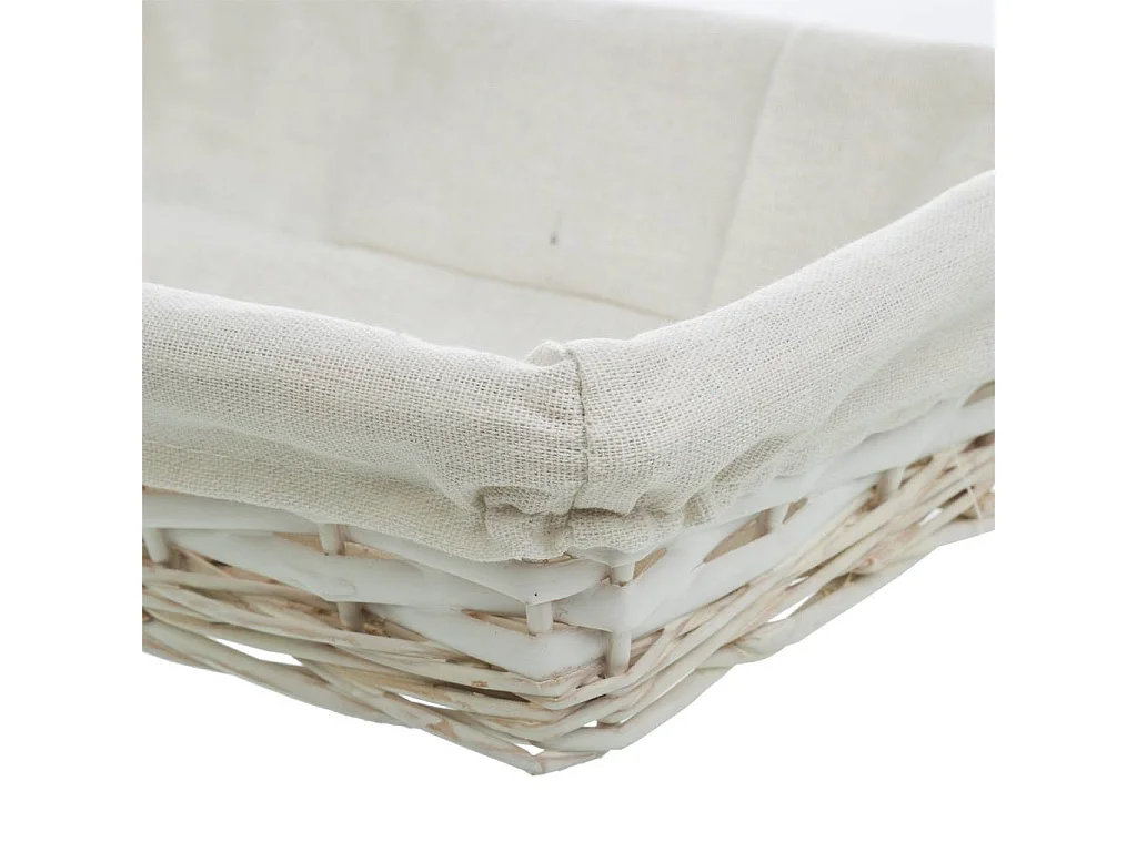 Bandeja de vime lacada a branco com forro 36x24x8