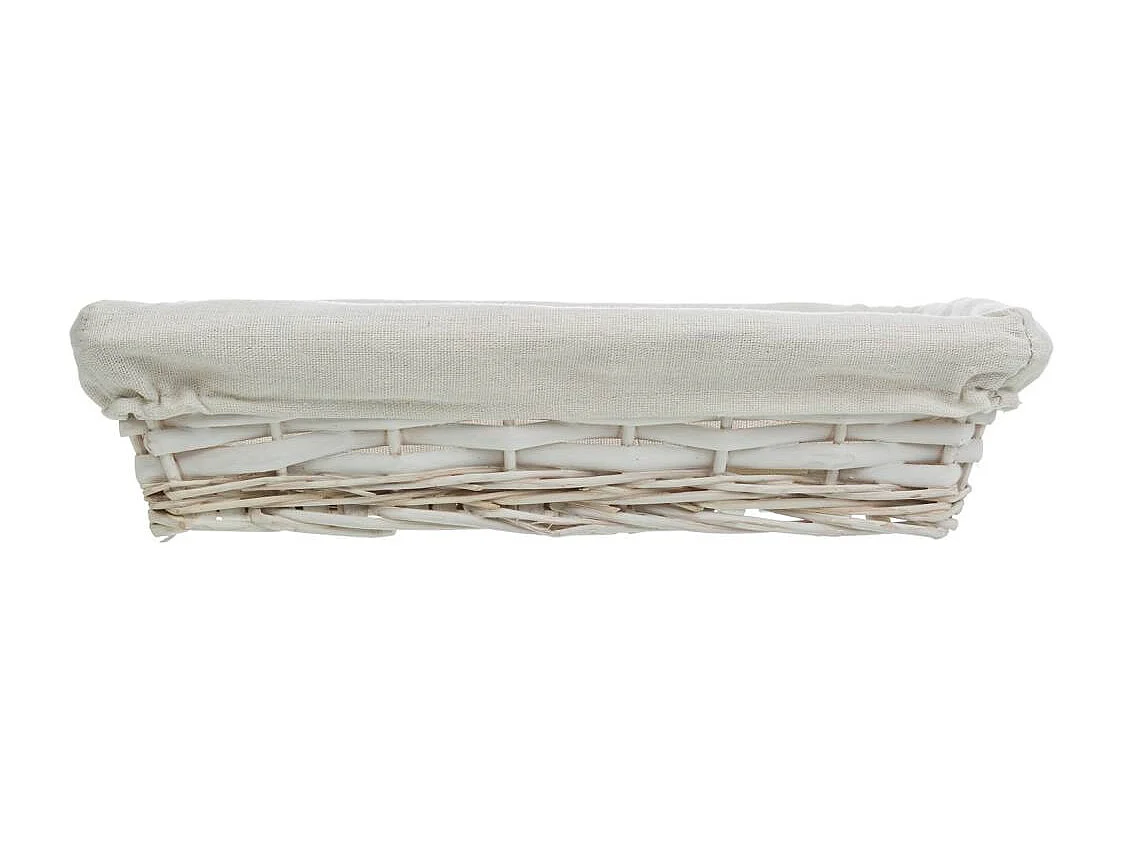 Bandeja de vime lacada a branco com forro 36x24x8