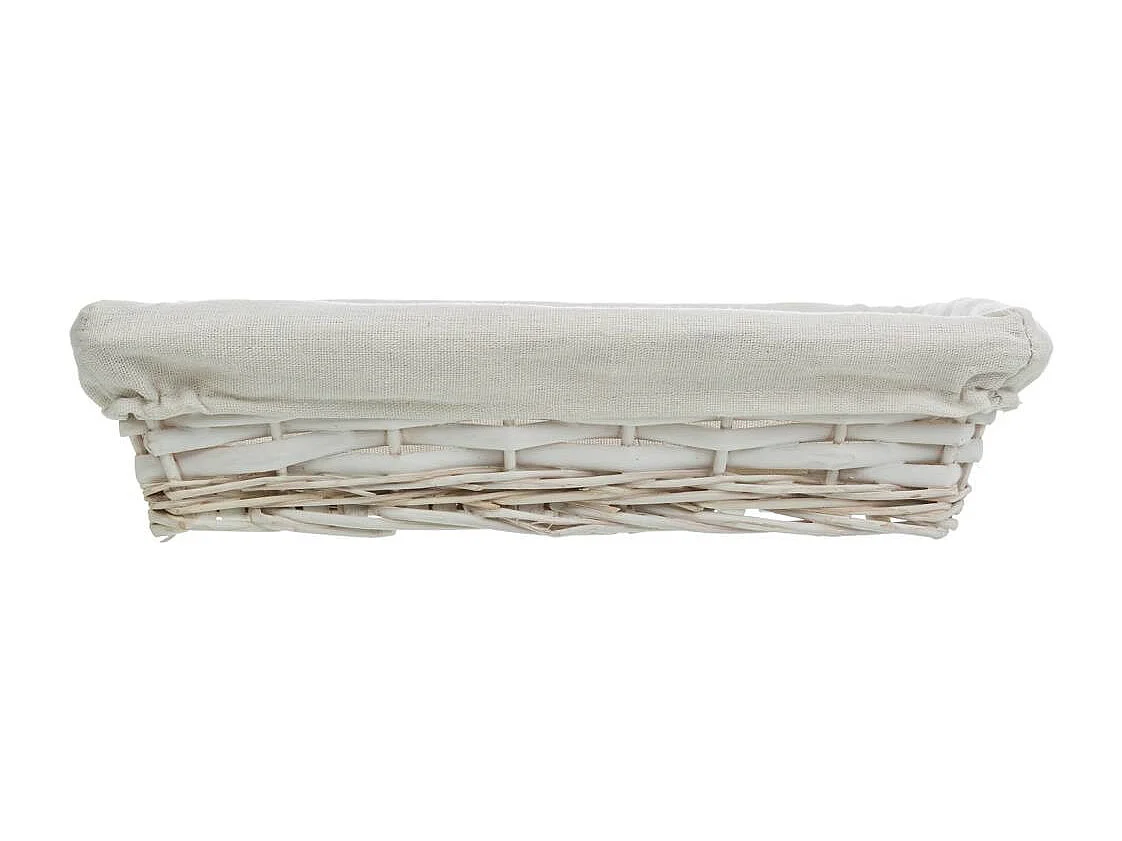 Bandeja de vime lacada a branco com forro 36x24x8