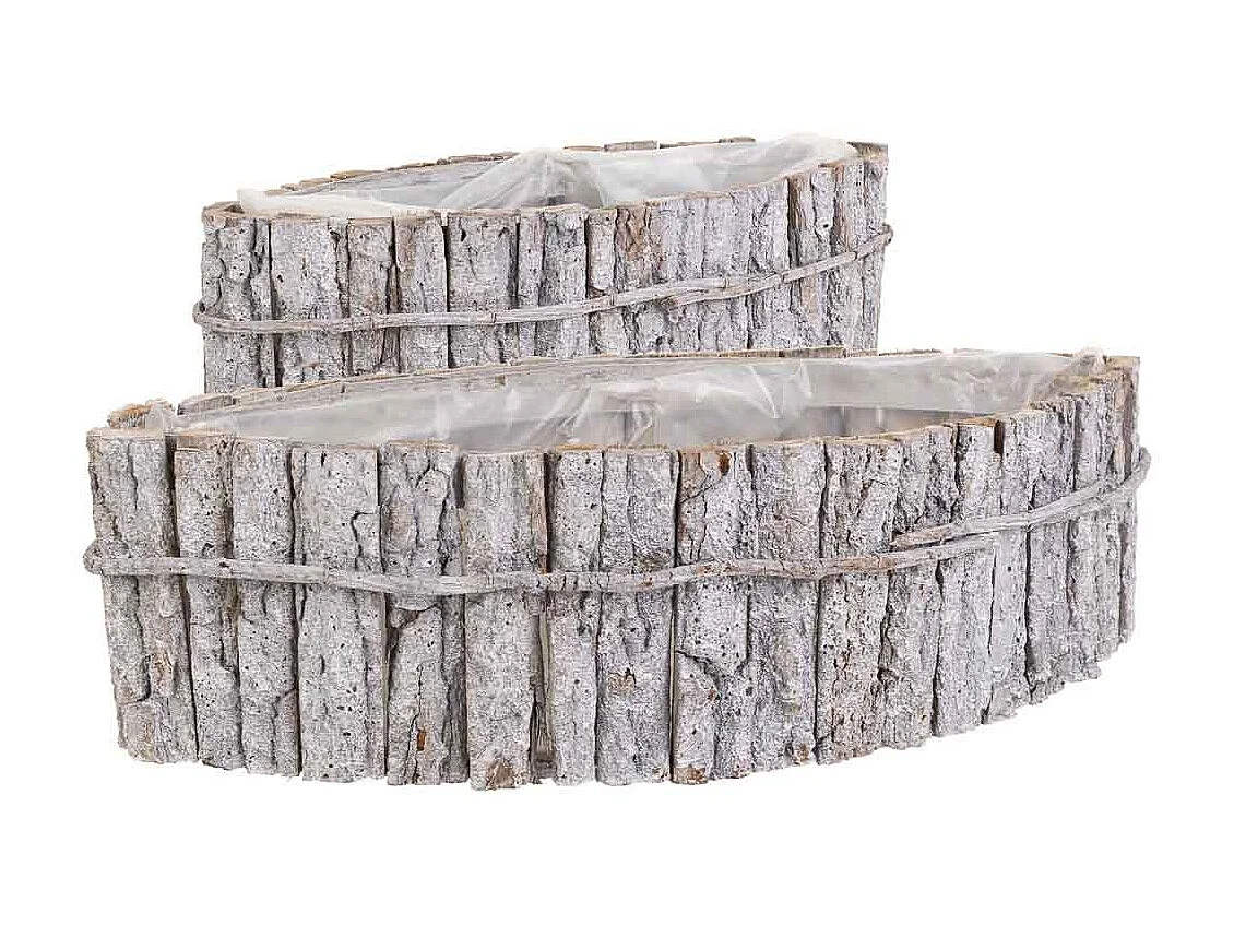 Conjunto de 2 centros de mesa em madeira marrom