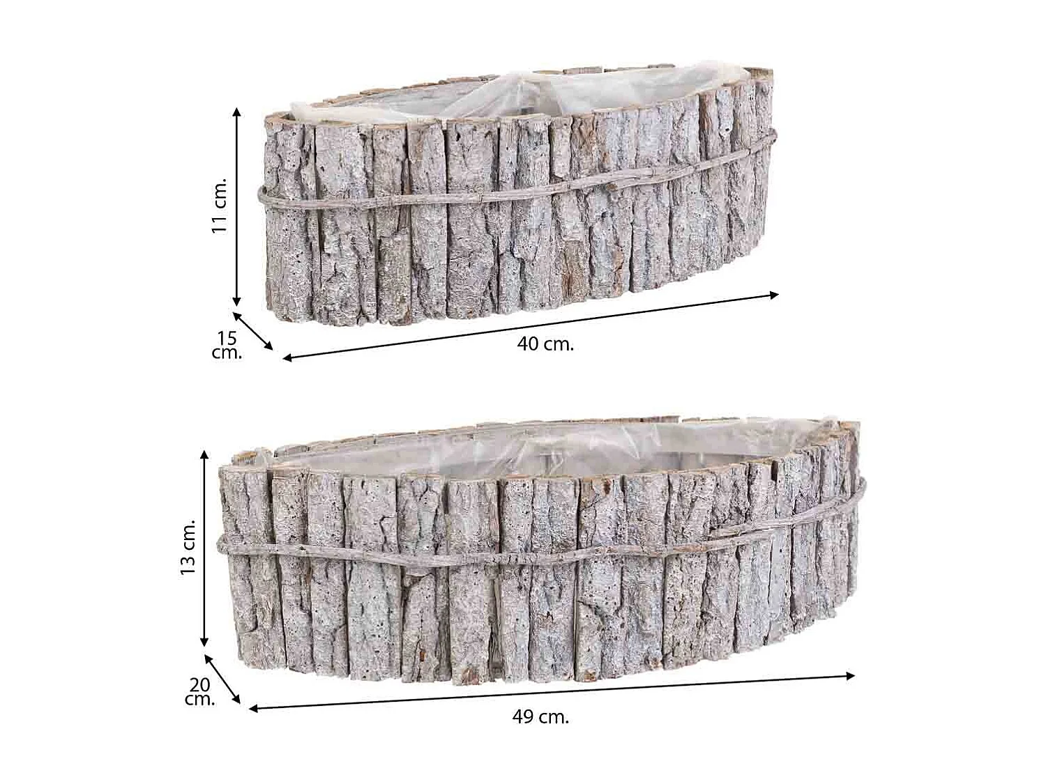 Conjunto de 2 centros de mesa em madeira marrom